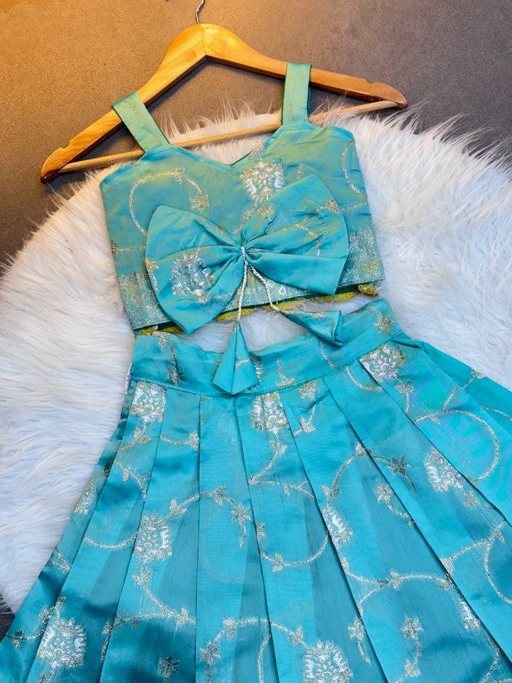 Aqua Blue Lehenga Choli for Kids – Traditional Party Wear Dress for Girls