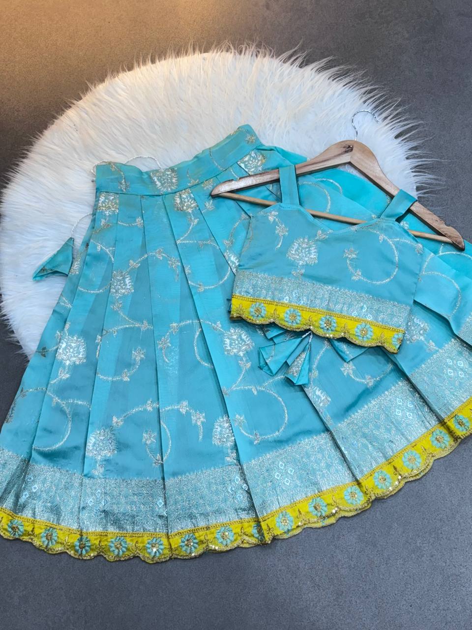 Aqua Blue Lehenga Choli for Kids – Traditional Party Wear Dress for Girls