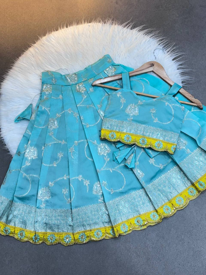 Aqua Blue Lehenga Choli for Kids – Traditional Party Wear Dress for Girls