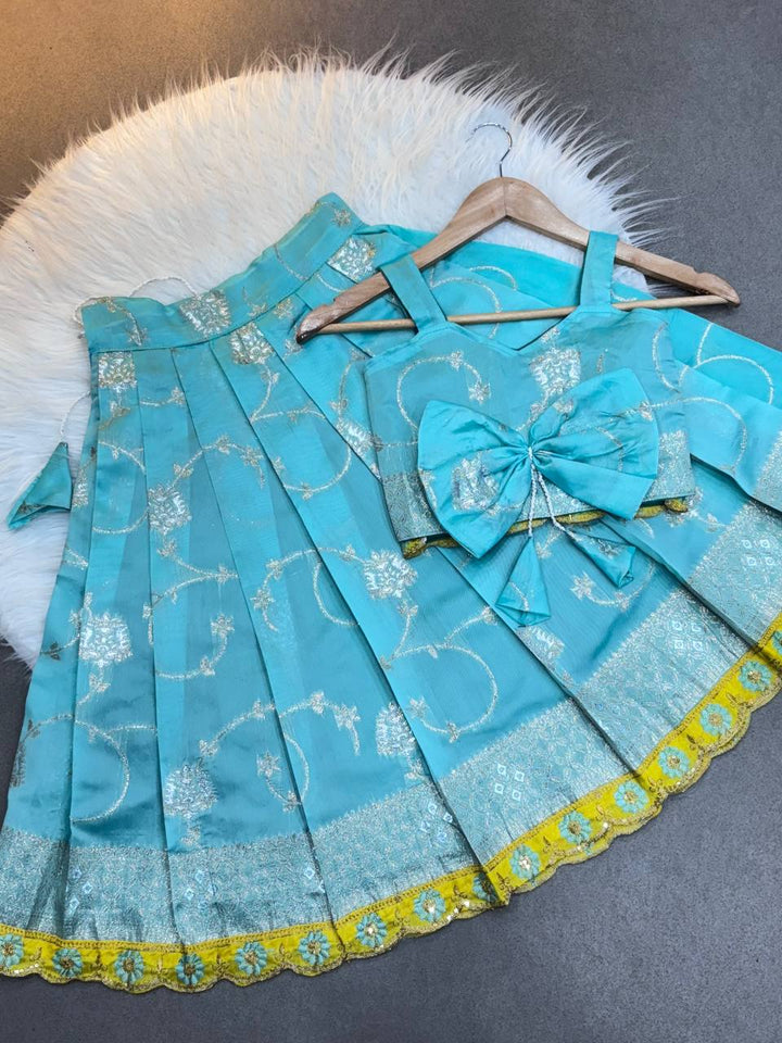 Aqua Blue Lehenga Choli for Kids – Traditional Party Wear Dress for Girls