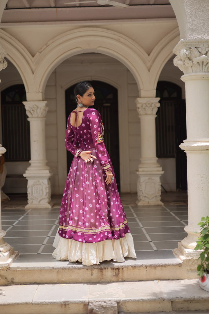 Wine & Chiku Navratri Chaniya Choli with Mirror Work – Traditional Garba & Dandiya Outfit for Women