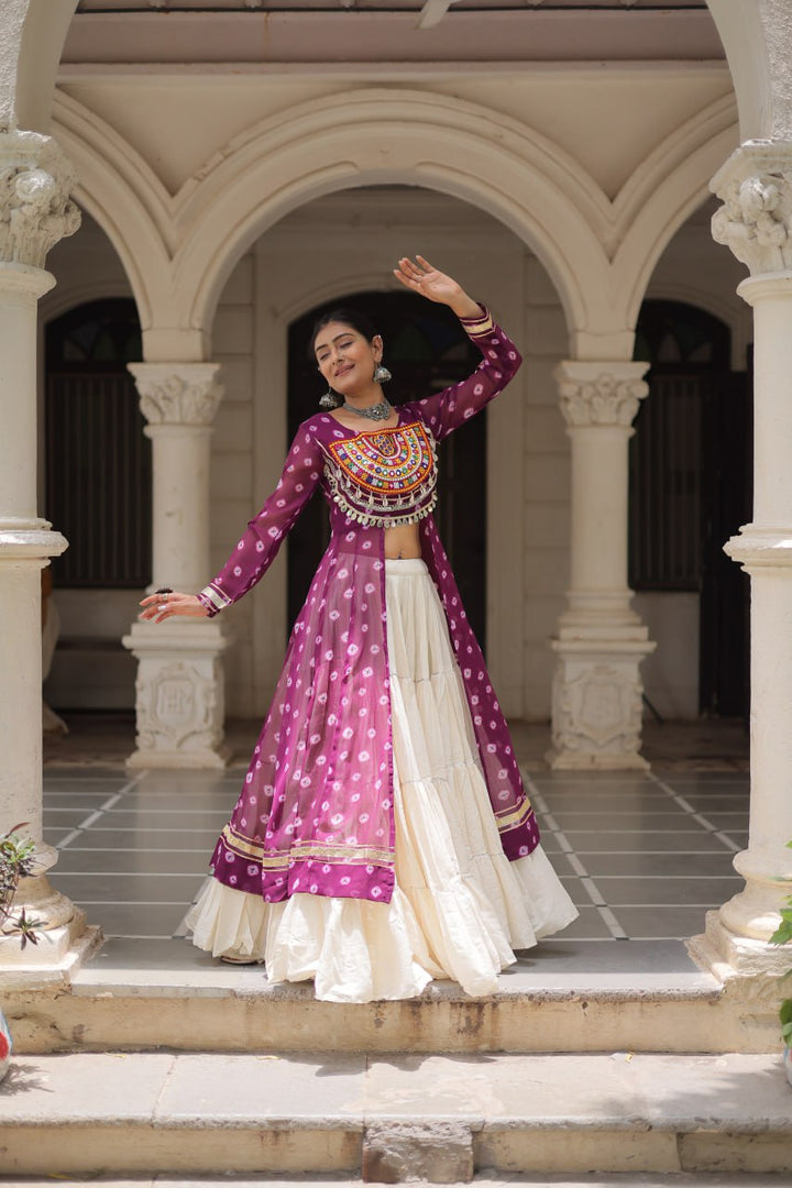 Wine & Chiku Navratri Chaniya Choli with Mirror Work – Traditional Garba & Dandiya Outfit for Women