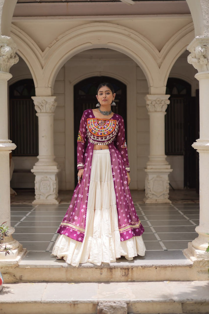 Wine & Chiku Navratri Chaniya Choli with Mirror Work – Traditional Garba & Dandiya Outfit for Women