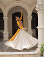 Yellow & Chiku Navratri Chaniya Choli with Mirror Work – Traditional Garba & Dandiya Outfit for Women