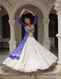 Blue & Chiku Navratri Chaniya Choli with Mirror Work – Traditional Garba & Dandiya Outfit for Women