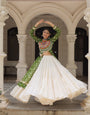 Green & Chiku Navratri Chaniya Choli with Mirror Work – Traditional Garba & Dandiya Outfit for Women