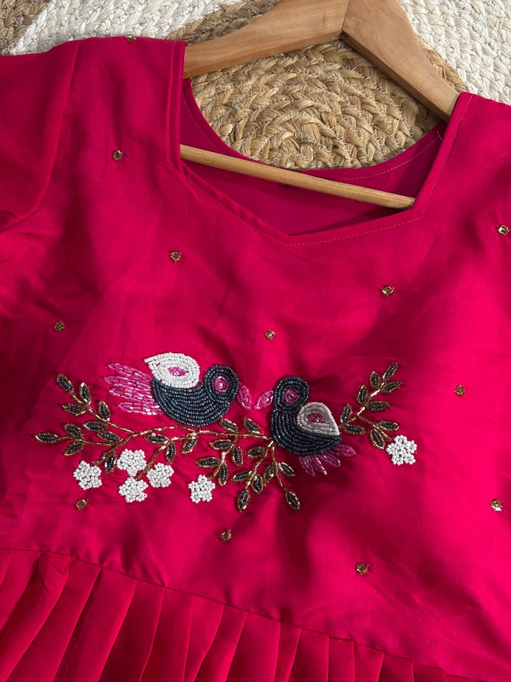 Elegant Roman Fabric Moti & Kardana Handwork Gown