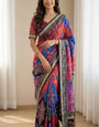 Vibrant Paisley Print Saree with Real Mirror Work