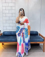 Exclusive Bandhej Print Gaji Silk Saree with All Over Butta & Contrast Blouse