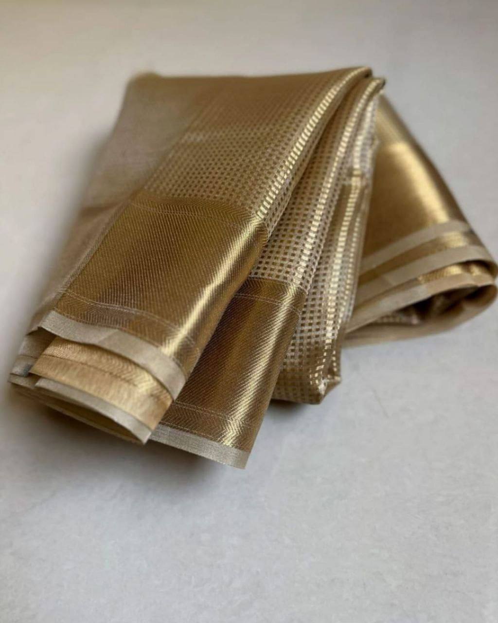 Lustrous Charm – Classic Tissue Silk Saree with a Royal Touch